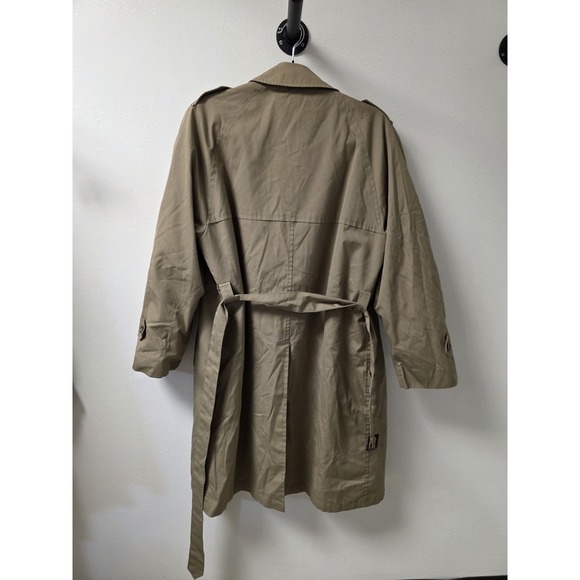 Vintage Glen Eagles Modern Classics Trench Coat Mens 38S Tan Faux Fur Lined - Picture 7 of 7